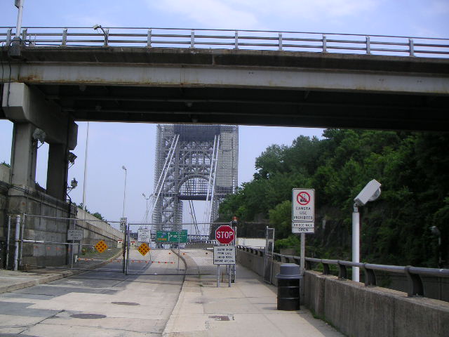 George Washington Bridge Approach. Notice Childish Attempt to Abridge Civil Liberties